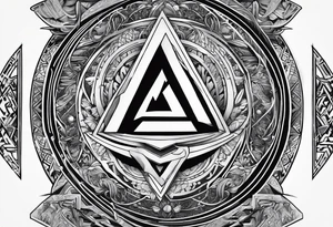 Valhalla sword shield stairs axe Valknut tattoo idea