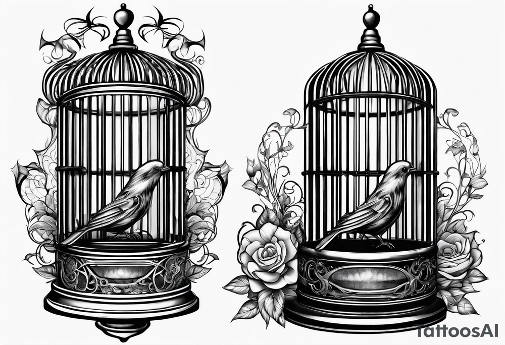 Empty bird cage tattoo idea