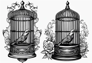 Empty bird cage tattoo idea