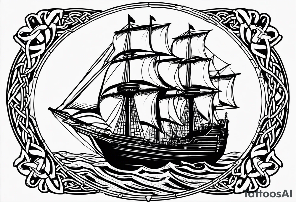 Celtic nautical scene, forearm, half sleeve, anchor, compass tattoo idea