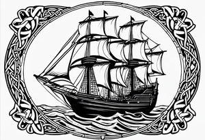 Celtic nautical scene, forearm, half sleeve, anchor, compass tattoo idea