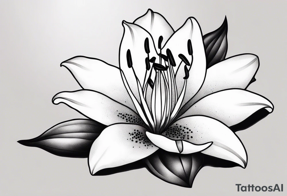 minimalist lily flower with white background tattoo idea