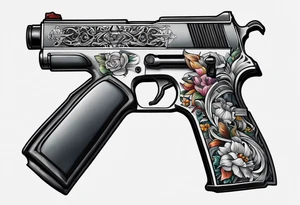 The letters AR with a pistol on each side tattoo idea