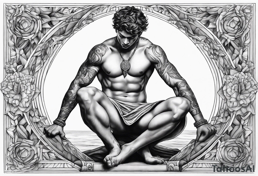 God hermes kneeling naked tattoo idea