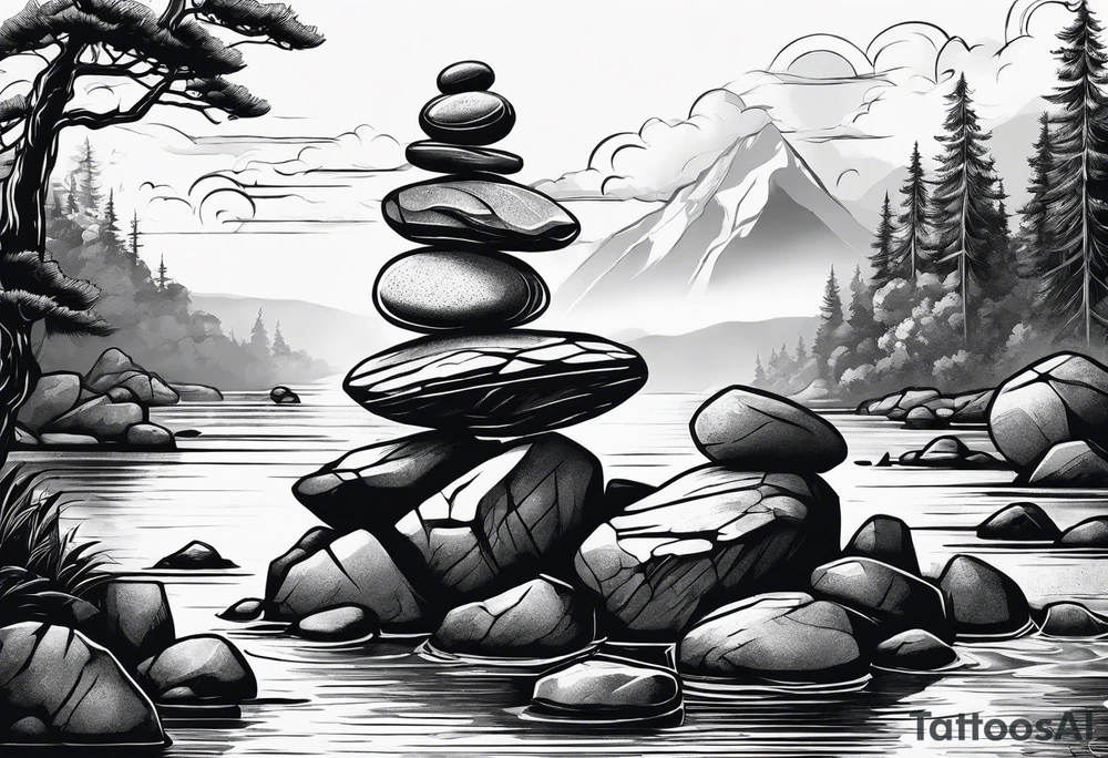 Rocks balancing on top of each other tattoo idea