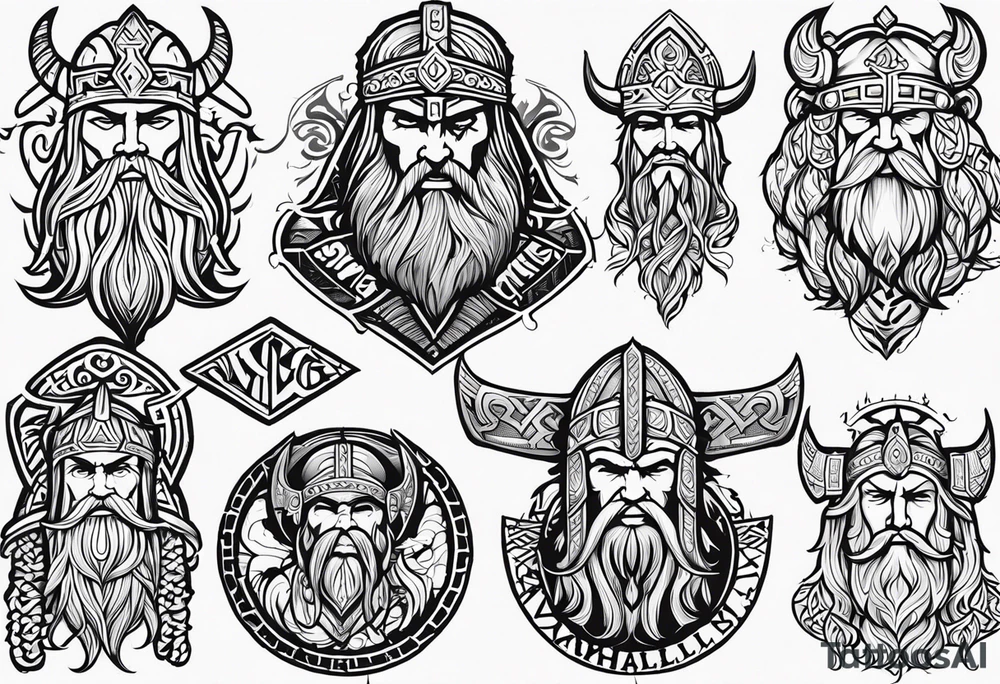 Valhalla viking gods tattoo idea