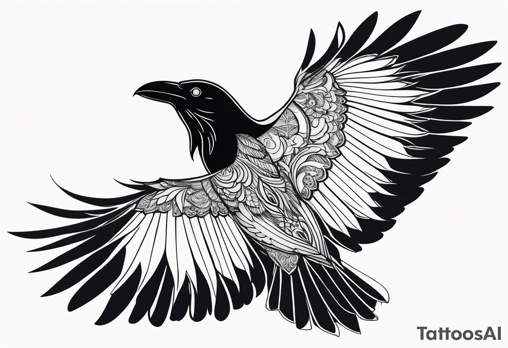 Evil raven in flight tattoo idea