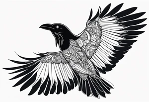 Evil raven in flight tattoo idea