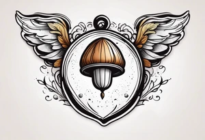 Acorn with angel wings tattoo idea