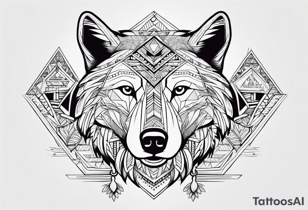 Cree tribe inspired tattoo with a bear a cayote together. tattoo idea