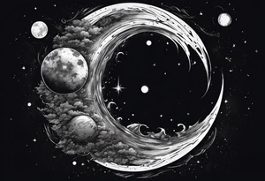 Large black hole swallowing earth. as Earth is swallowed space and time is stretched and deformed tattoo idea