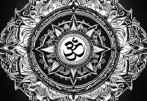 one aum with sunrays and clouds tattoo idea