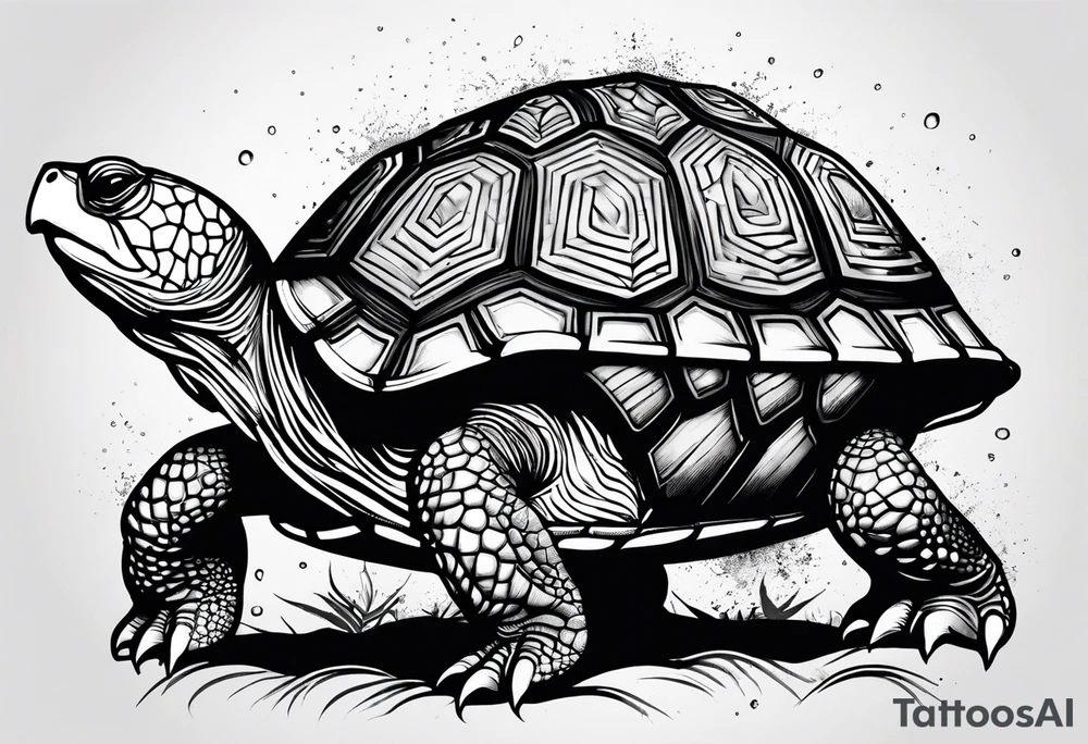 a turtle design with the name 'Magali' in it in old englisch tattoo idea