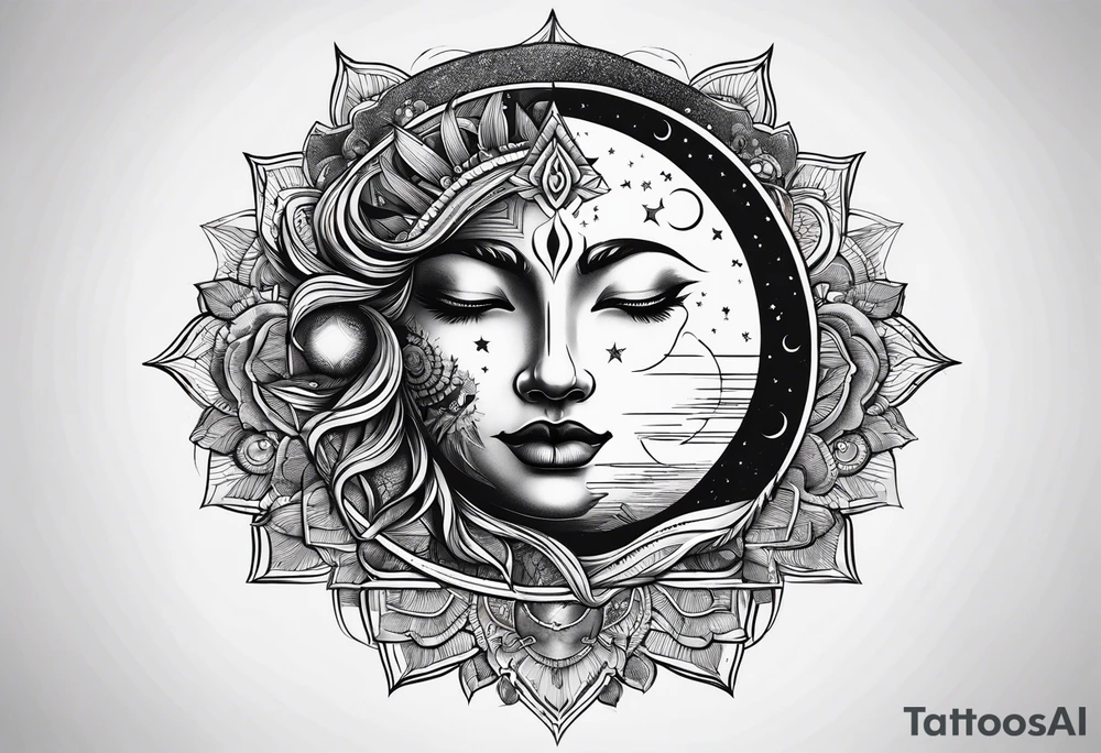 Moon and sun tattoo idea