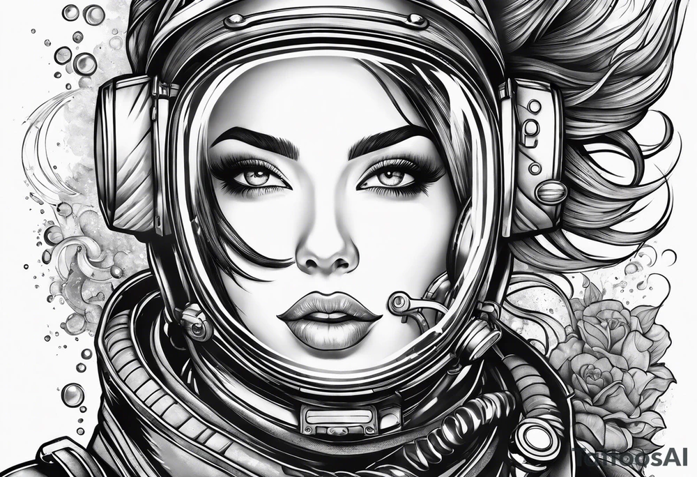 Scuba diver female tattoo idea