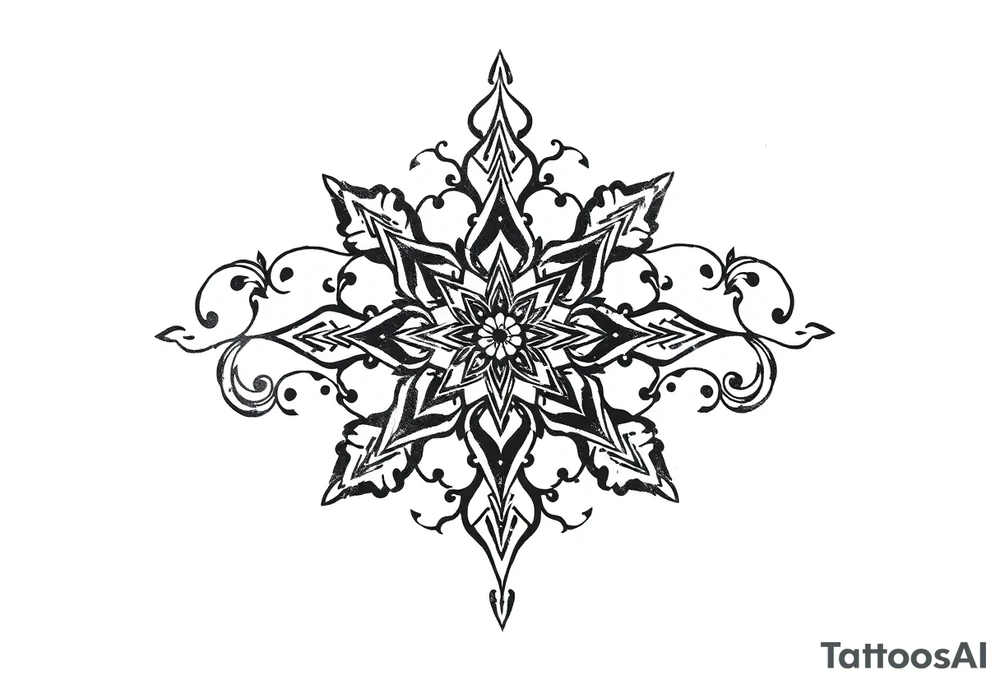 mytical shaman and witch ancient ornament with rhyme tattoo idea