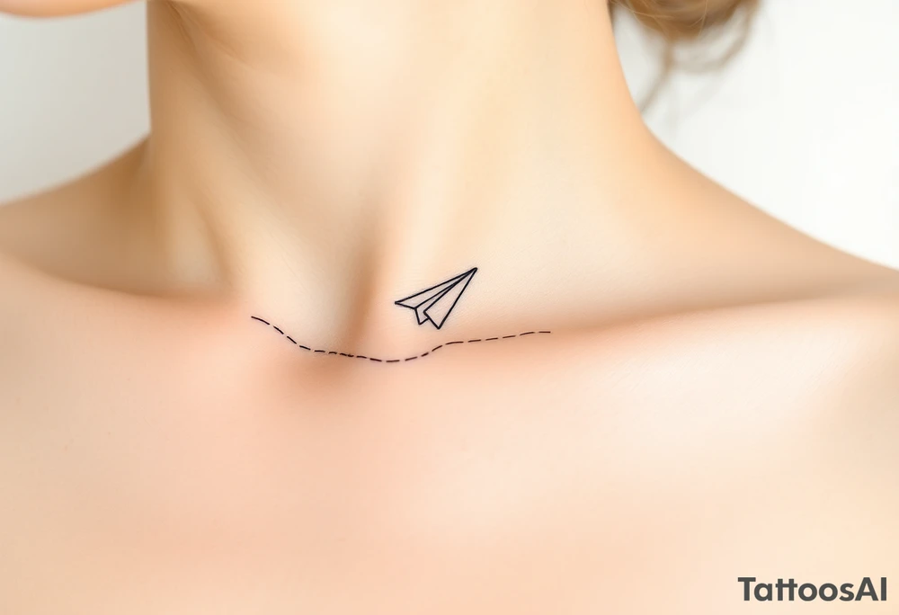 Line tattoo scene with paper plane, globe, play symbol, pause symbol, stop symbol, rewind symbol, mental health awareness tattoo idea