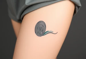 A fingerprint in dark teal and soft gray, shaped into a wave pattern, representing the flow of love over time tattoo idea