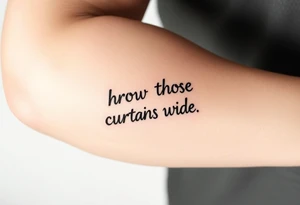 A highly detailed small tattoo to symbolise the lyric ‘throw those curtains wide’ from the song one day like this by elbow tattoo idea