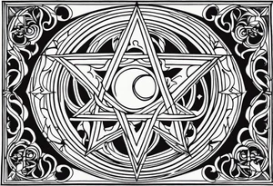 Pentagram moon stencil tattoo idea