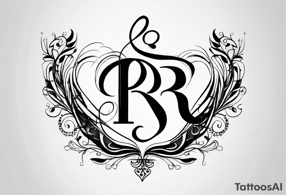 Minimalist line work tattoo, depicting musical
Notes in the shape of letters “R” and “L”. tattoo idea