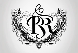 Minimalist line work tattoo, depicting musical
Notes in the shape of letters “R” and “L”. tattoo idea