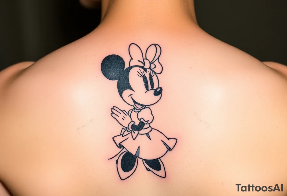 Minnie Mouse dressed like Alice in Wonderland tattoo idea