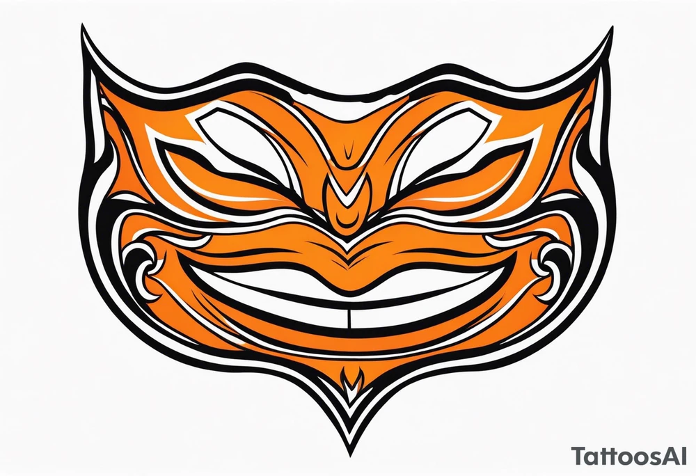 Laughing mask that is orange and black simplistic tattoo idea