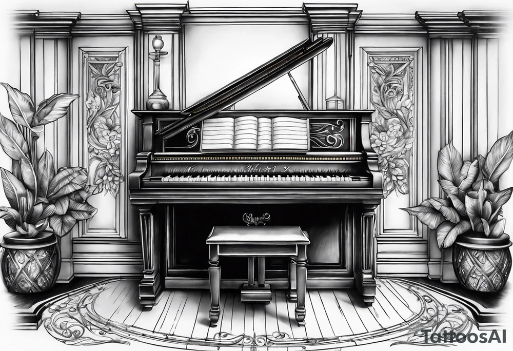 Piano and drums tattoo idea