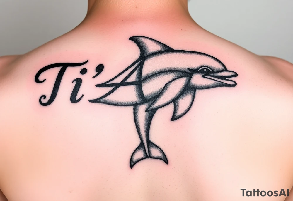 The name Ti'Asha with a dolphin for my mom favorite animal with the tattoo being somewhere on the arm or bicep tattoo idea