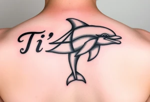 The name Ti'Asha with a dolphin for my mom favorite animal with the tattoo being somewhere on the arm or bicep tattoo idea