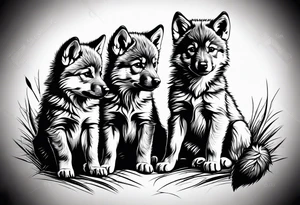 2 wolf cubs adoring and cute (one female, one male) tattoo idea