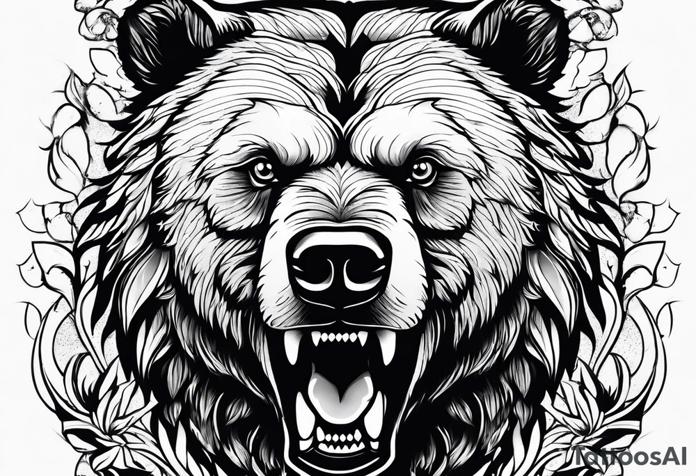 angry bear tattoo idea