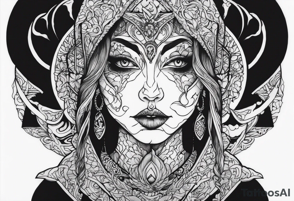horror themed god struggling tattoo idea