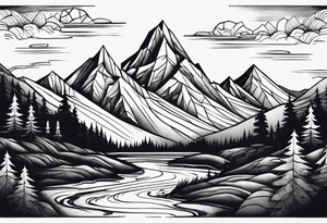 Mountains with a river tattoo idea