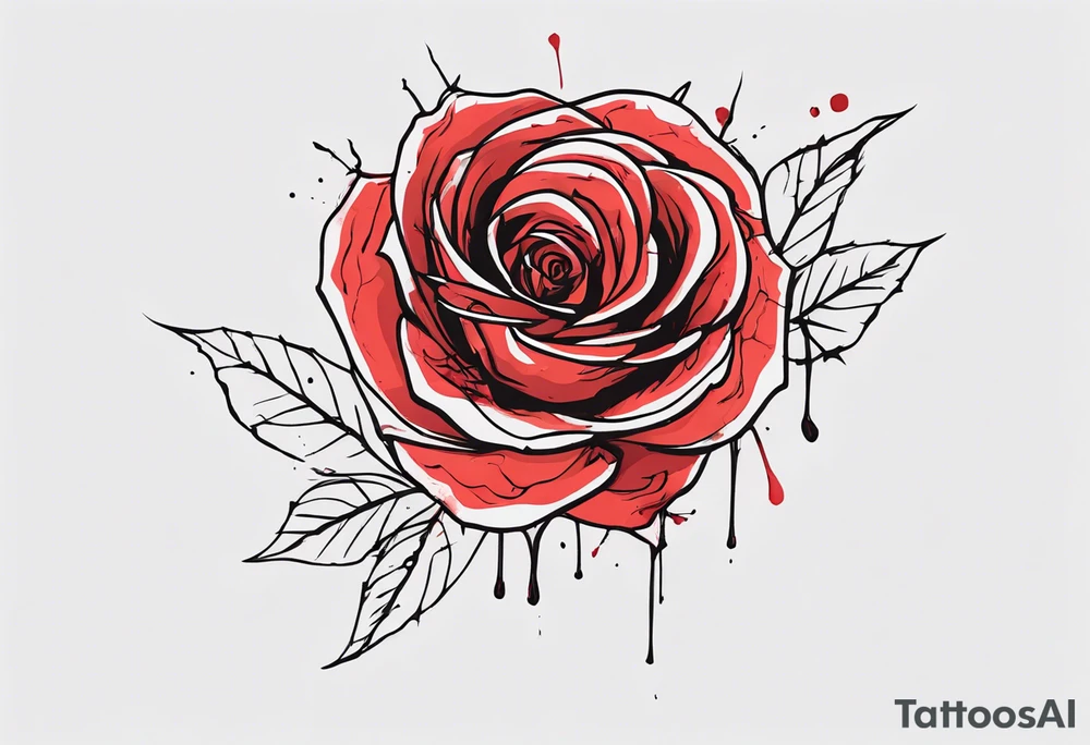 a one-line rose, add some splattered red blood and thorns, tall tattoo idea