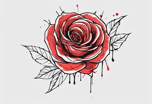 a one-line rose, add some splattered red blood and thorns, tall tattoo idea