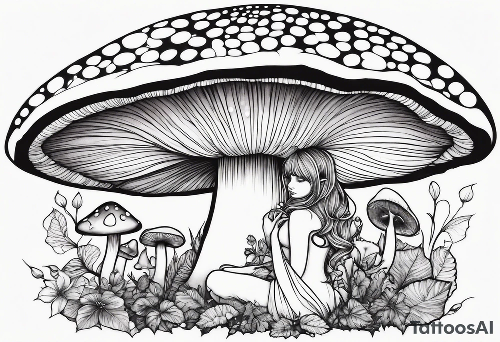 fairy on mushroom tattoo idea