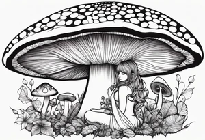 fairy on mushroom tattoo idea