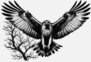 Hawk tree tattoo idea