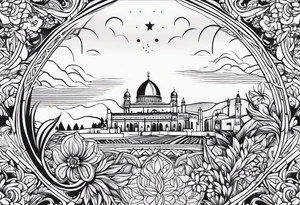 israel town flower swirl vector tattoo idea