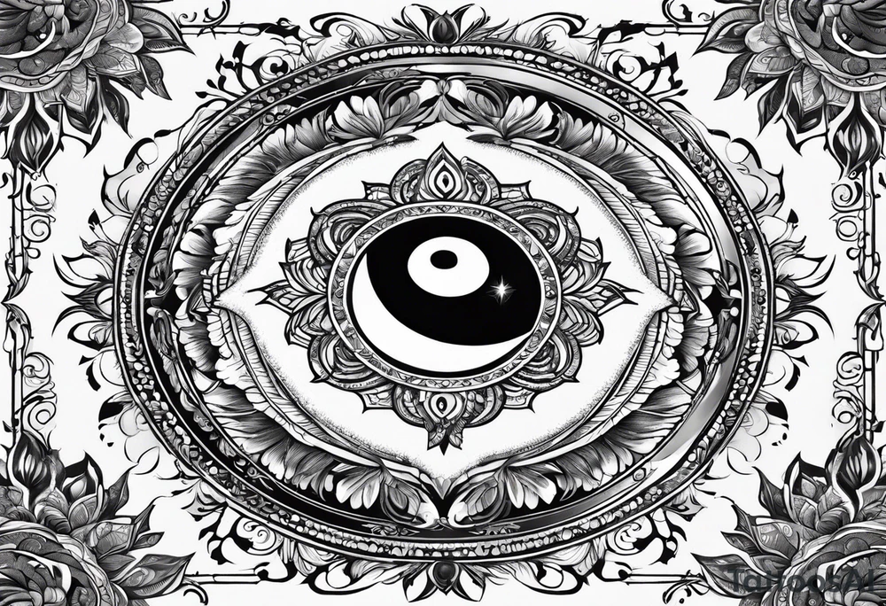Mandala feather, incorporates music, birds, yin and yang, and water tattoo idea