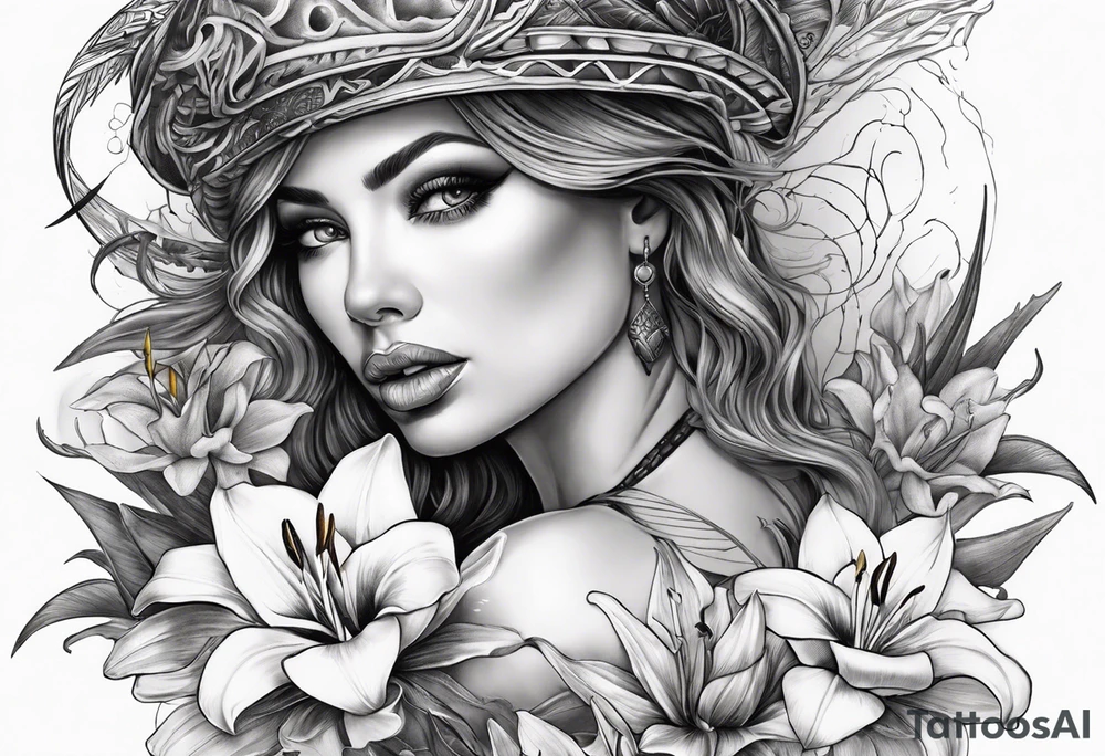 Thorns transitioning to lillies. Ocean. Albatross. Woman lips eyes smoke tattoo idea