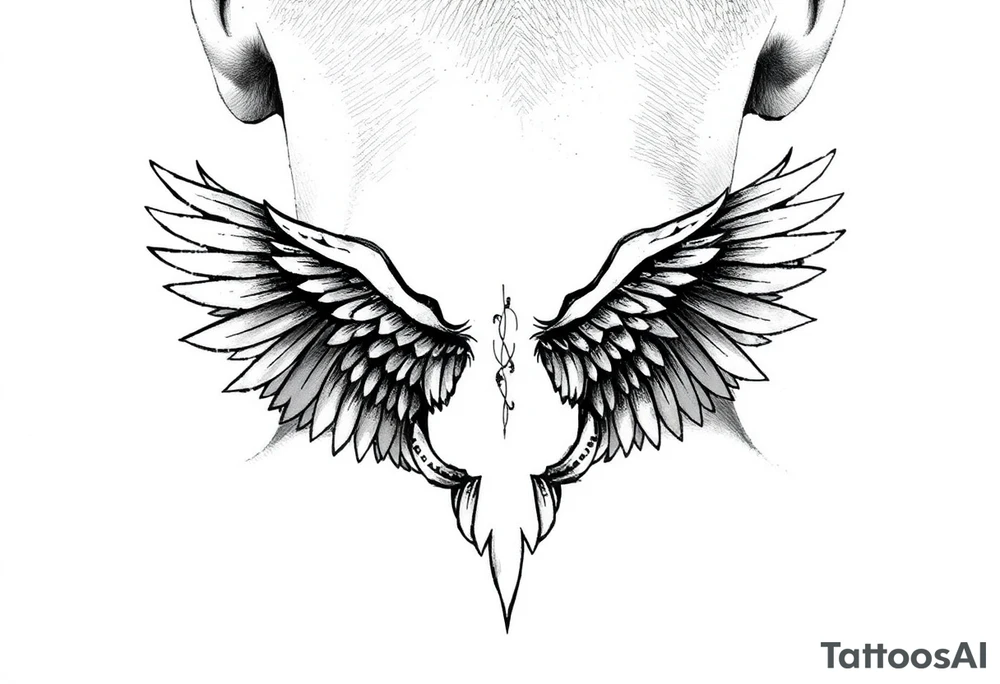 wings on the back of the neck tattoo idea