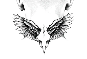 wings on the back of the neck tattoo idea