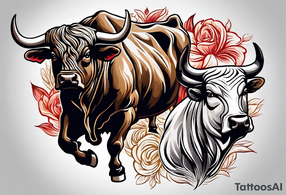 Bull vs bull fighter tattoo idea