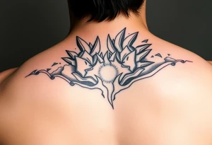 legendary dragonball z scene with energy aura and power effects tattoo idea