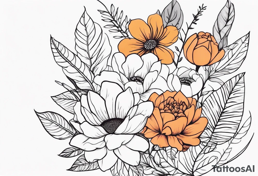 Tatuaje para antebrazo de enredaderas con Flores y Hojas a Color tattoo idea