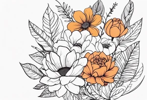 Tatuaje para antebrazo de enredaderas con Flores y Hojas a Color tattoo idea