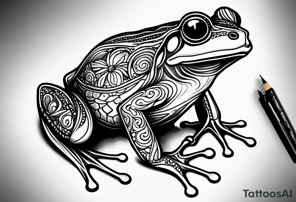 a psychedelic frog tattoo idea